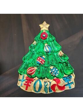 Flawless unique glass procelain christmas plate by AMC 13" x 9.5 A3